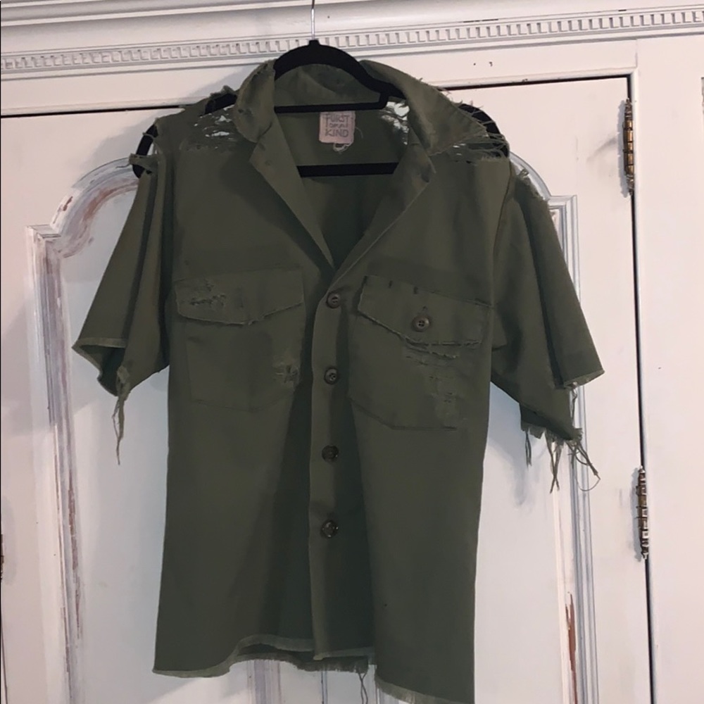 Lf distressed button up